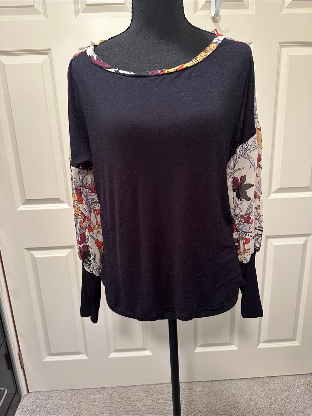 Tiny from Anthropologie Black Floral-Accent Balloon Sleeve Blouse - Picture 2 of 10